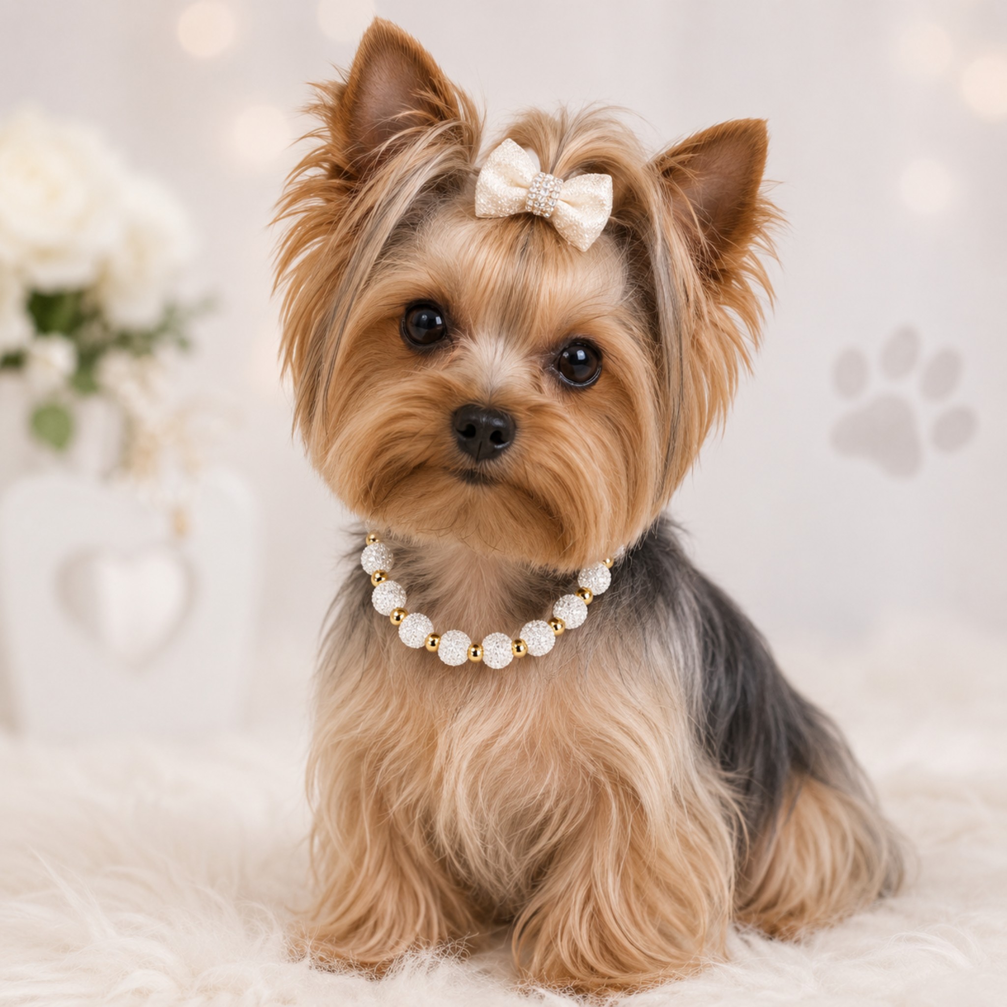 Collana per Cani "Sparkling Pearl" – Perle e Brillantini 8mm